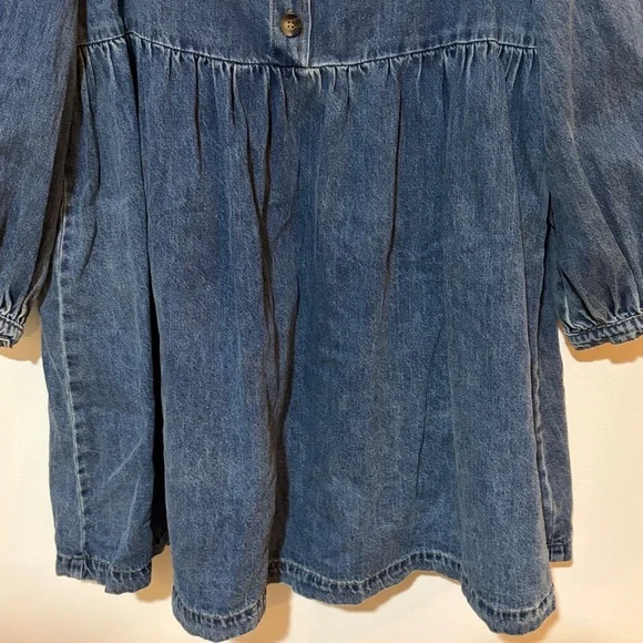 Baltic Born Gretchen Babydoll Long Sleeve Denim Mini Dress Size Large Western - Picture 7 of 11